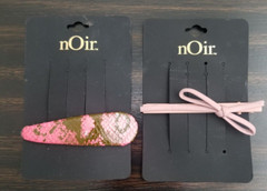 2 NOIR Hair Clips Hot Pink Python Snake Print & Mauve Pink Knot Tie Nordstrom