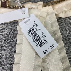 J. Crew Ruffle Ribbon Bow Barrette Hair Clip Accessory Ivory White