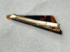 Tortoise Shell Triangle Hair Clip Alligator Clamp Brown Black Gold Tone Women’s