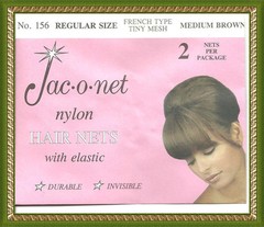 no. 156 Jac-O-Net medium brown franch tiny mesh elastic hair net regular size