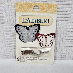 Laliberi Clip on Flower Butterflies Crafting Accessory 2 pc New