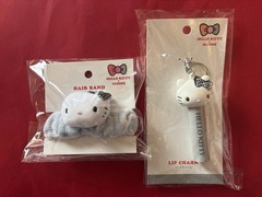 Sanrio Hello Kitty Lip Charm & Scrunchie 2pc Set Marui Exclusive Black New