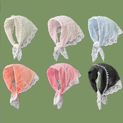 6 PCS Lace Headband Kerchief Triangle Bandana Chiffon Floral Hair Scarf Wrap