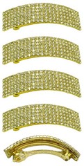Set of 4 Large Bar Gold Trim Crystal Barrettes for Thick Hair Women 0005-4