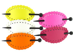 OVAL FAUX LEATHER WITH WOOD HAIR STICK PIN – ASSORTED COLORS – 1 PC. (143)