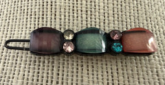 Hair Barrettes Lucite & Rhinestone Butterefly, Black Flower,Small Bar w/Stones