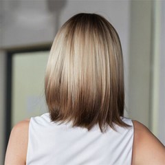 Straight Hair Female Gradient Golden Wig Medium Long Hair Clavicle Hair