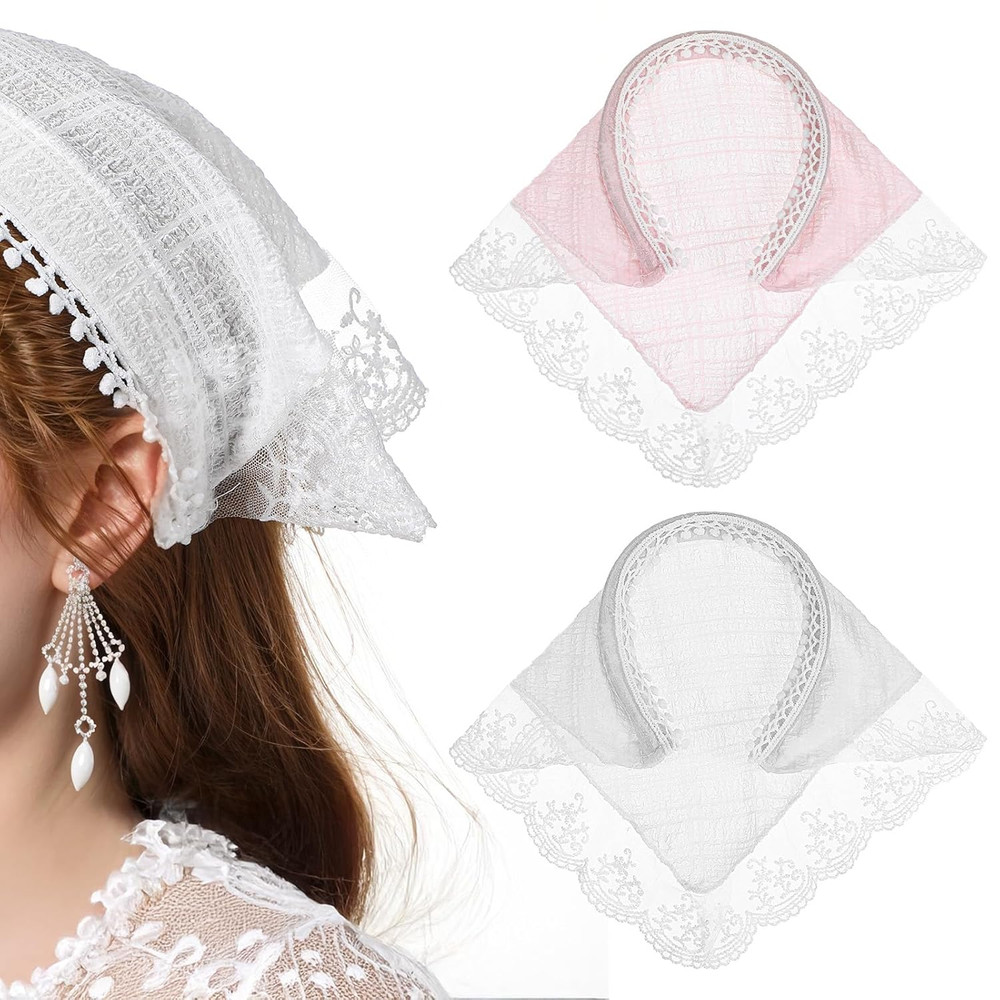 2 PACK Hair Scarf Headband for Women Soft Head Coverings Lace Head
