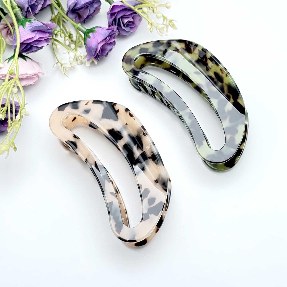 2 PCS Hair Claw Tortoiseshell Claw Clip Cellulose Acetate Leopard Thick Hair