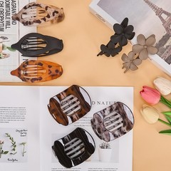 8 PCS Flat Hair Clips for Women, 3 Styles Lay 1 Count (Pack of 12), Black