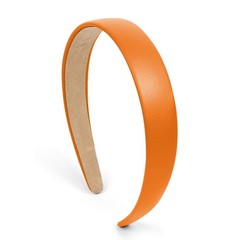 1 Inch Orange Thin Faux Leather Headband Hard Plastic Solid Hair Band Band