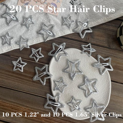 20 PCS Sparkling 1.22″ and 1.65″Star Hair Clips Snap Hair Accessories Non Slip C