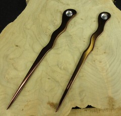 JWL 2 Aluminum 6″ Brown Spiral Hair Sticks Rhinestone Unbreakable Waterproof