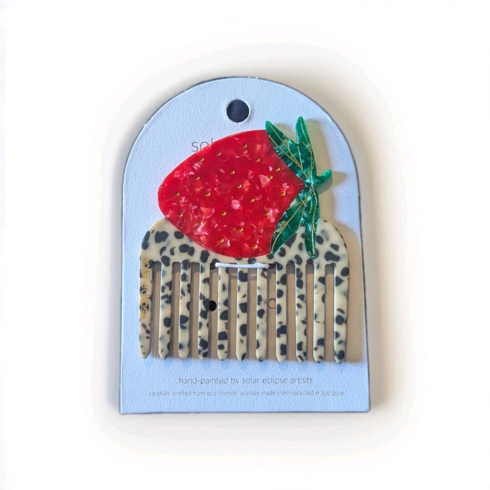 NEW Solar Eclipse Strawberry Pocket Hair Comb Hand-Painted Eco-Friendly Acetate