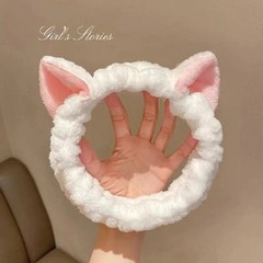 Hairband Cat Coral Plush Headband Cute Soft Hair Bow Headband Hairband Wash Face