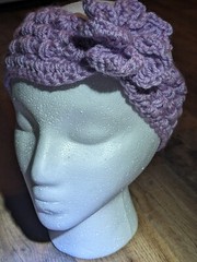 Handmade Crochet Headband, Puple Kris Kross, Purple Flower, 100% Acrylic, Child