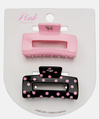 NIP Victoria Secret PINK PINK Dolphin Hair Claw Clip, Pink W/Black Dot