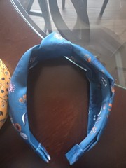 Two Silk Headbands One Size Yellow And Blue Floral Pattern