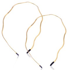 2Pcs Gold Headbands for Women Thin Metal Hair Band Retro Big Wavy Headband Ha…