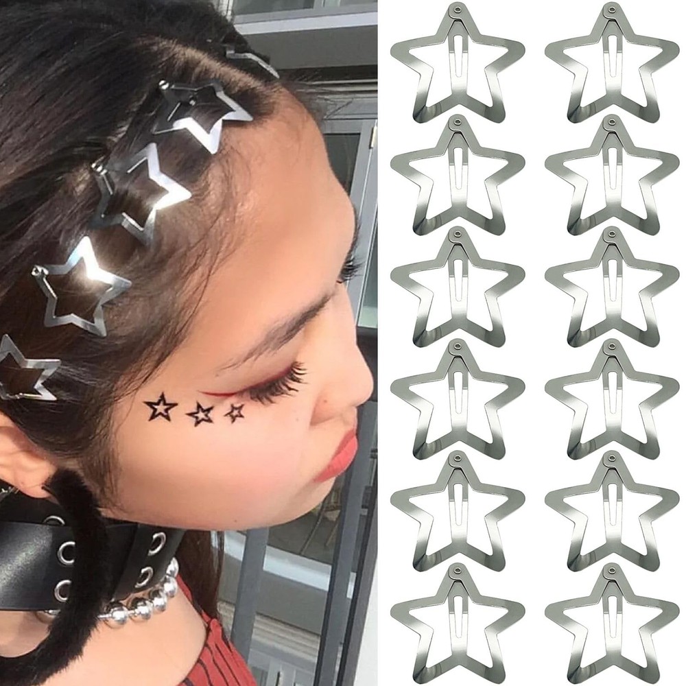 GKETN 12 PCS 1.61″ Star Hair 1 Count (Pack of 12), 1.61IN – Silver – 12 PCs