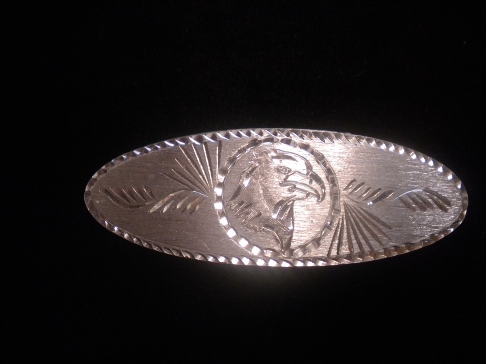 Hair barrette beautiful hand engraved, hand crafted in pewter EAGLE
