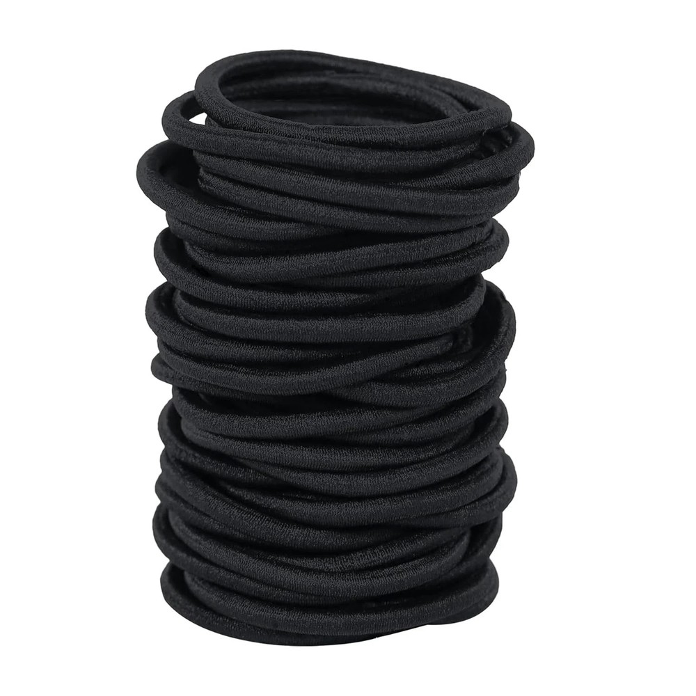 Black Hair Ties No Damage 180Pcs Ouchless Elastic Hair Bands Ponytail Holders Ru