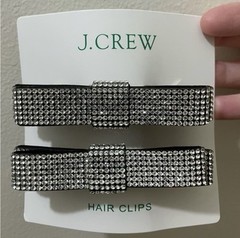 NWT J. Crew Sparkle Bow Hair Clips, Rhinestone Crystal Evening Holiday Formal