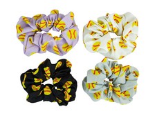 SoftBall Sport Hair Scrunchies 4 Pack Cotton Elastic Hair Bands Scrunchy Hair