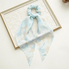 6 PCS Tie-dye Hair Scarf with Ribbon Bow Scrunchies for Women Chiffon Ties