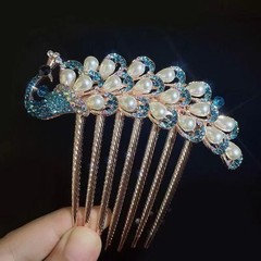 Hairclip, antique style, inserted comb, rhinestone bridal hair accessory