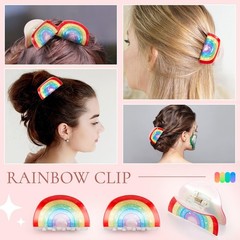 6 Pieces Rainbow Hair Claw Clips Pride Gifts 1 Count (Pack of 6), colorful