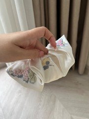 Large Butterfly Embroidery Scrunchie, Satin Hair Tie for Women, Vintage Style Gi