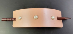 HANDMADE FAUX PEARL PINK HAIR WOOD STICK PIN BARRETTE leather ACCESSORY nwot