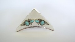 Turquoise blue triangle metal native tribal hair claw clip fine thin hair