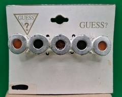Vintage NOS NWT Guess Jeans Hair Barrette Pewter & Resin Earth Tones