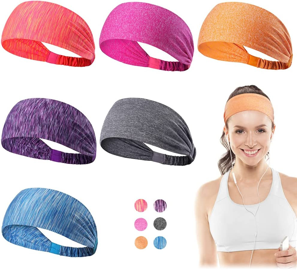 Workout Headbands for Women Sweatbands Yoga Headbands Sports Headbands 6 Pieces