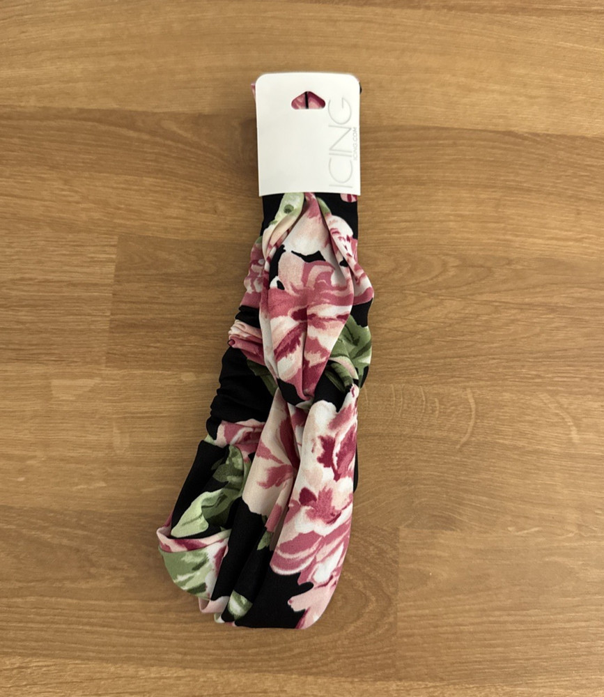 ICING by Claire’s Twisted Knot Headband Floral Print Stretch Hair Accessory New