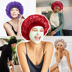 4Pcs Satin Bonnet Silk Bonnet, Hair Bonnet for Sleeping, Elastic Wide Band Silk