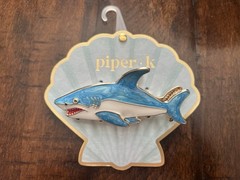 SHARK Hair Clip PIPER K Metal Gold with Color Enamel Design Shark Week Large NEW