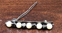 Lot of 3 Bobby Pins: 1 Faux Pearl W/Flower Beads & 2 Faux Pearl W/Rhinestone