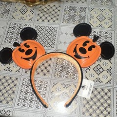 Disney Mickey Mouse Halloween Pumpkin Padded Ears Headband Orange Black