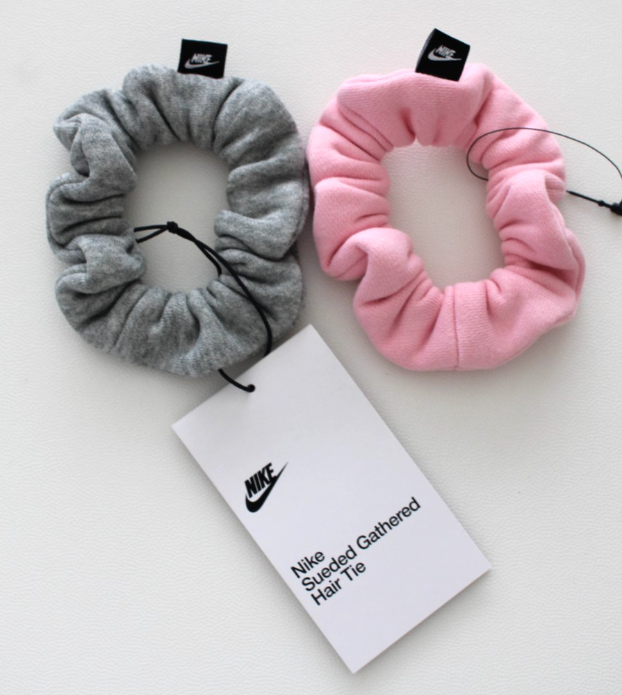 Nike Club Fleece Gathered Ponytail Hair Tie 2 Pack DK Grey Heather/Med Soft Pink