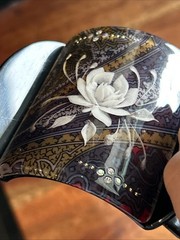 Vintage Resin Artstar Hair Clip White Lotus Paisley Rhinestone Wedding Prom
