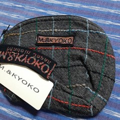 M.&KYOKO Check Pattern Pouch Gray Compact Size Fashion Accessory