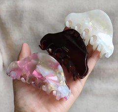 Wenlly retro hair claw clip, 3.5 Inch medium 1 Count (Pack of 1), pink