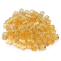 Flexible Dreadlocks Beads: 200 Gold/Silver Heart-Shaped Hair Cuffs for Styling
