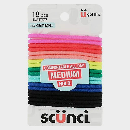 Scunci Elastics Bright Multi Color 36 Pieces Medium Hold 2 Packs #16777