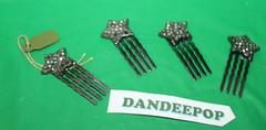 4 Piece Silver Tone Stars With Rhinestone Embellishment Hair Pins