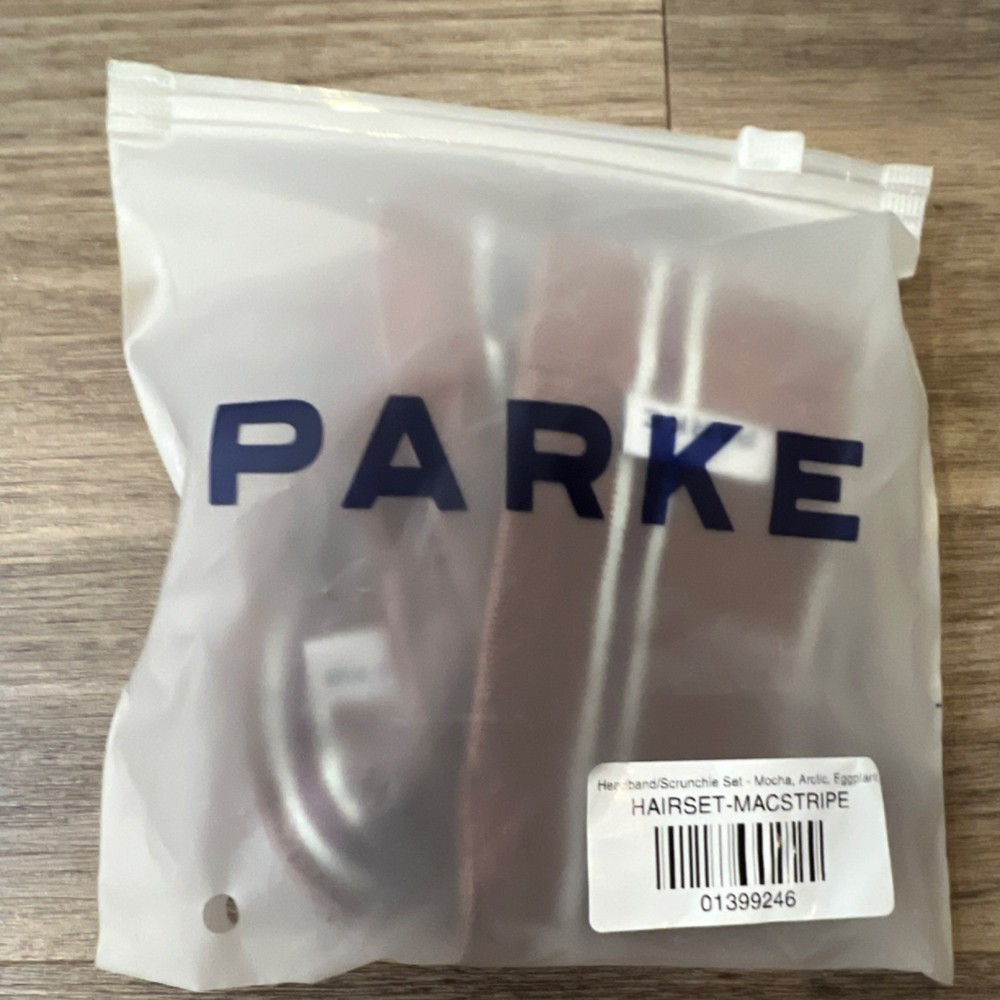 PARKE Brown White Stripe Headband Scrunchie Set for Women 01399246