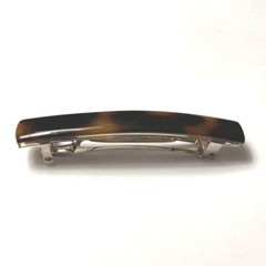 Wood Animal Print Retro Vintage Brown Hair Clip Thin Barrette Made in France